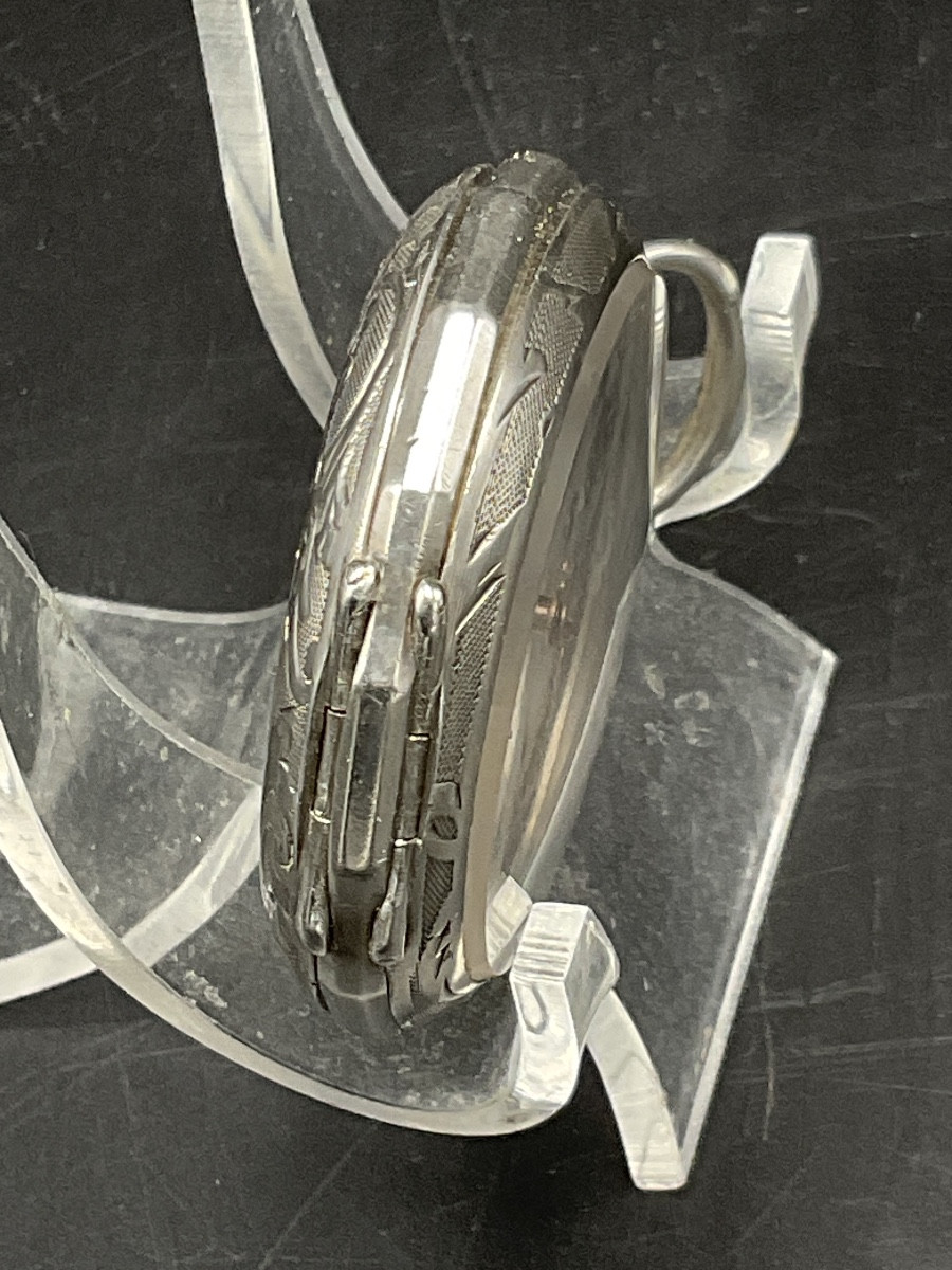 A Solid Silver Pocket Watch, Chased And Guilloché, Decorated With A Flower Basket.-photo-6
