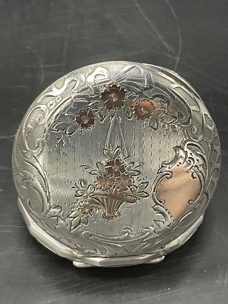 A Solid Silver Pocket Watch, Chased And Guilloché, Decorated With A Flower Basket.-photo-7