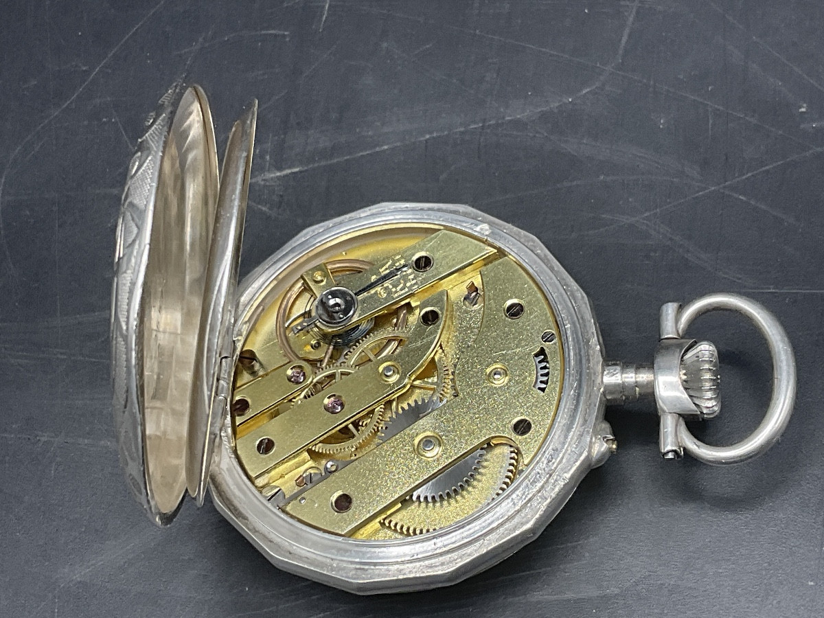 A Solid Silver Pocket Watch, Chased And Guilloché, Decorated With A Flower Basket.-photo-8