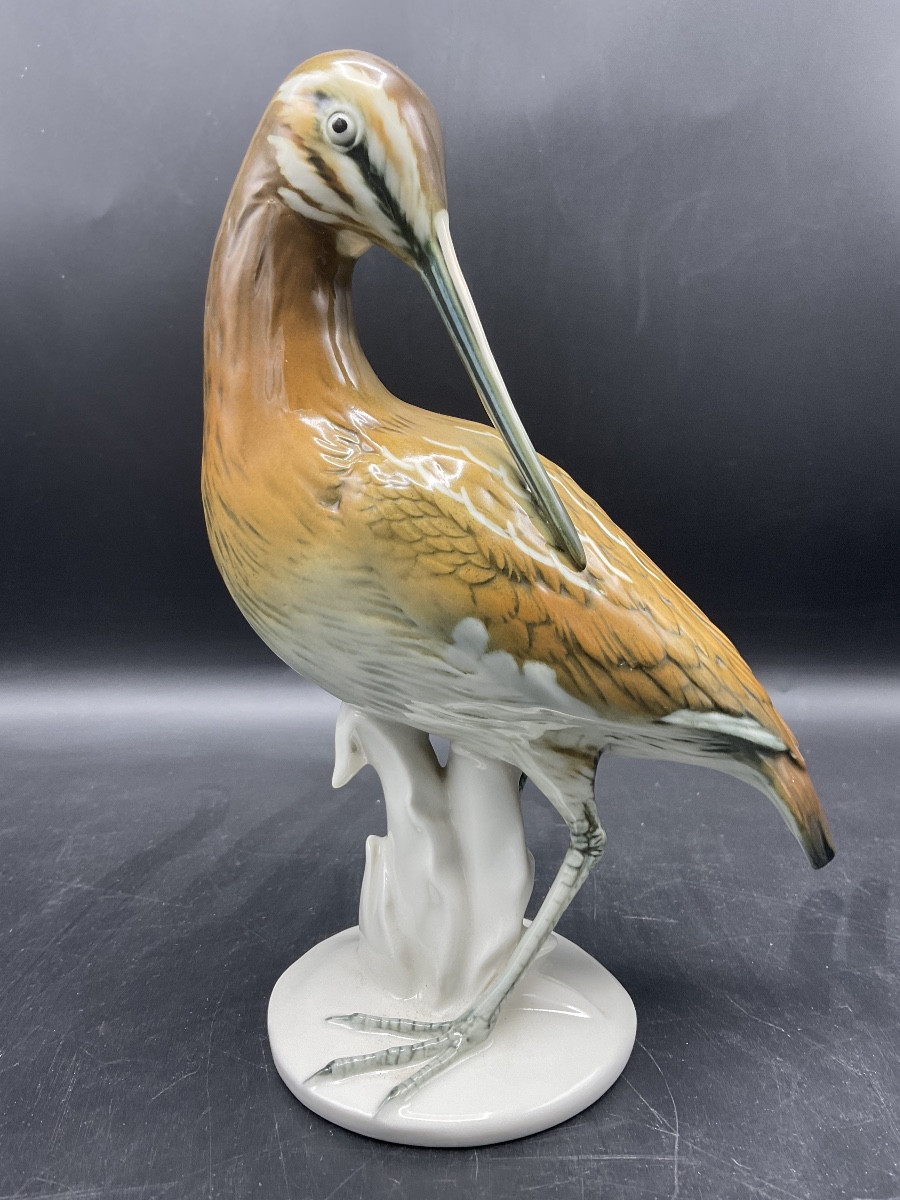 Bécasse en porcelaine polychrome de la manufacture de Karl ENS.-photo-2