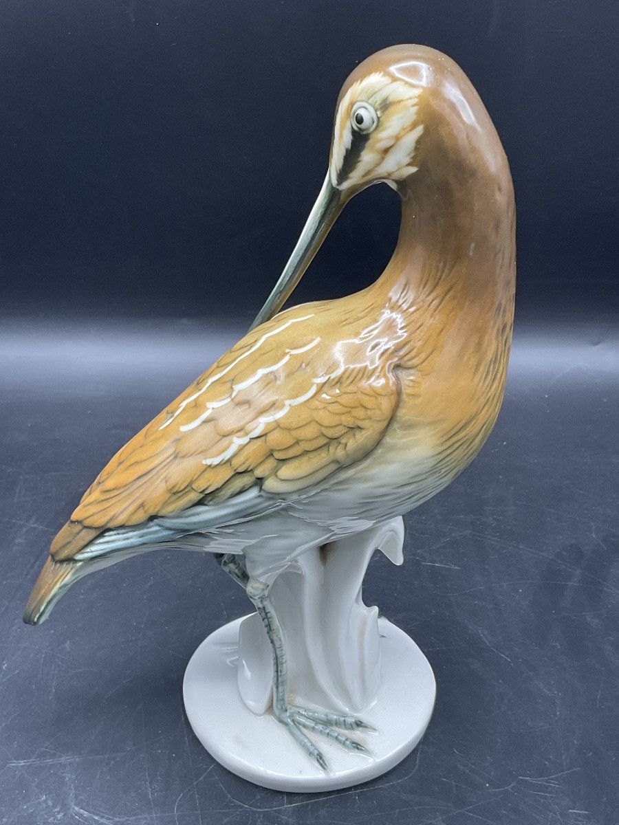 Bécasse en porcelaine polychrome de la manufacture de Karl ENS.-photo-3