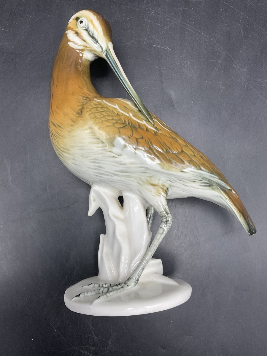 Bécasse en porcelaine polychrome de la manufacture de Karl ENS.-photo-6
