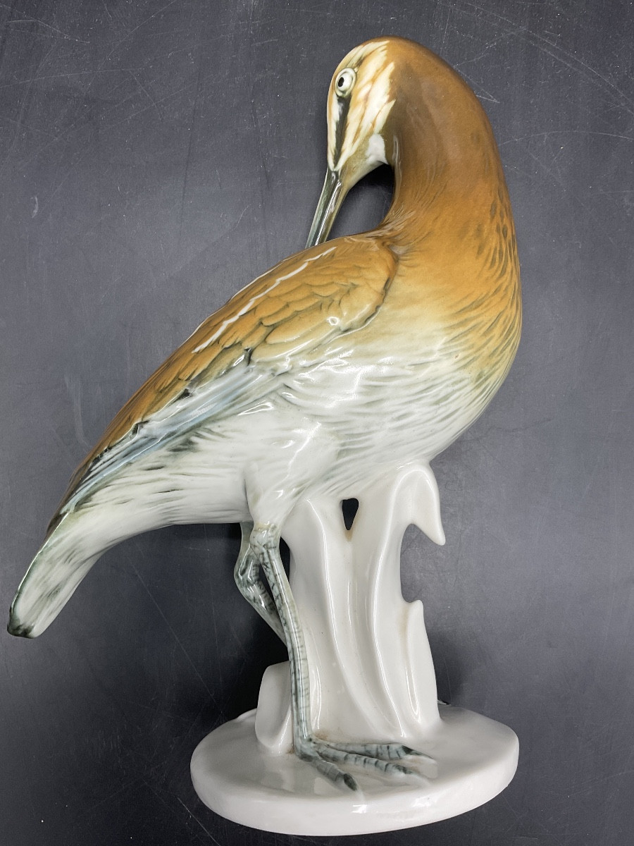 Bécasse en porcelaine polychrome de la manufacture de Karl ENS.-photo-7