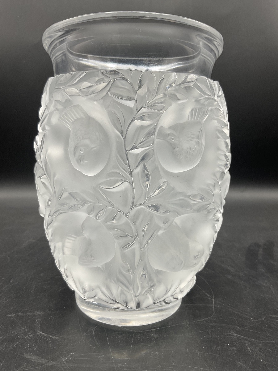 Bagatelle Vase Lalique France Molded-pressed In Frosted, Colorless Crystal, Created By René Lalique.-photo-2