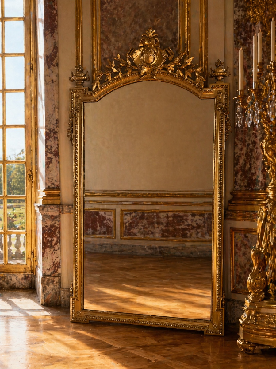 Large Napoleon III Period Louis XVI Style Mirror Or Mantelpiece, Wood And Stucco Frame.-photo-3