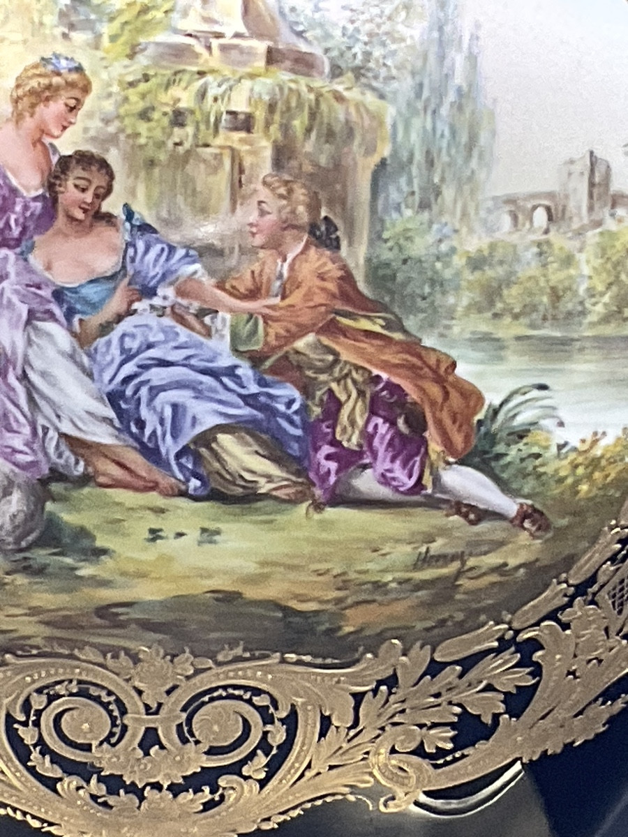 Porcelain And Bronze Pot Cover With Cartouche Of Two Scenes From The Samson Factory In Paris.-photo-3