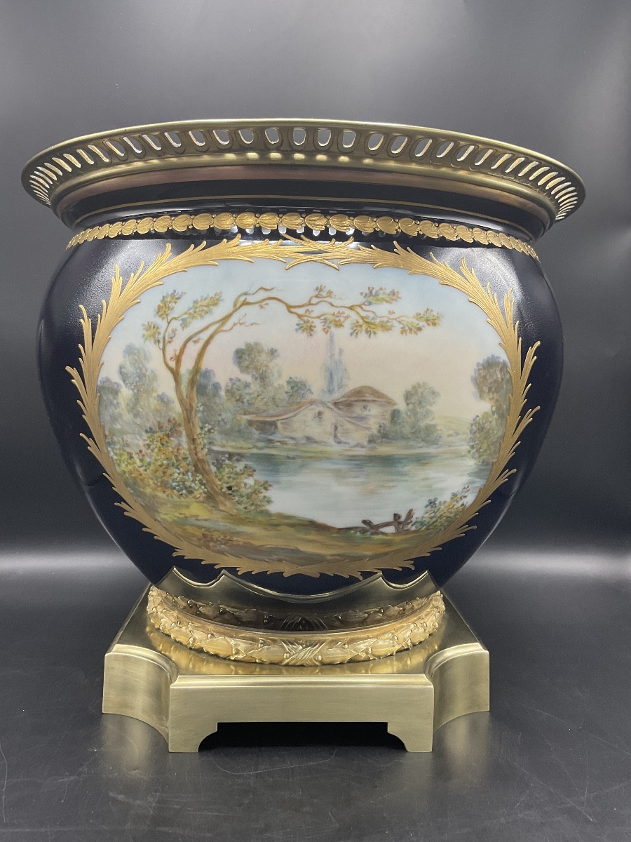 Porcelain And Bronze Pot Cover With Cartouche Of Two Scenes From The Samson Factory In Paris.-photo-5