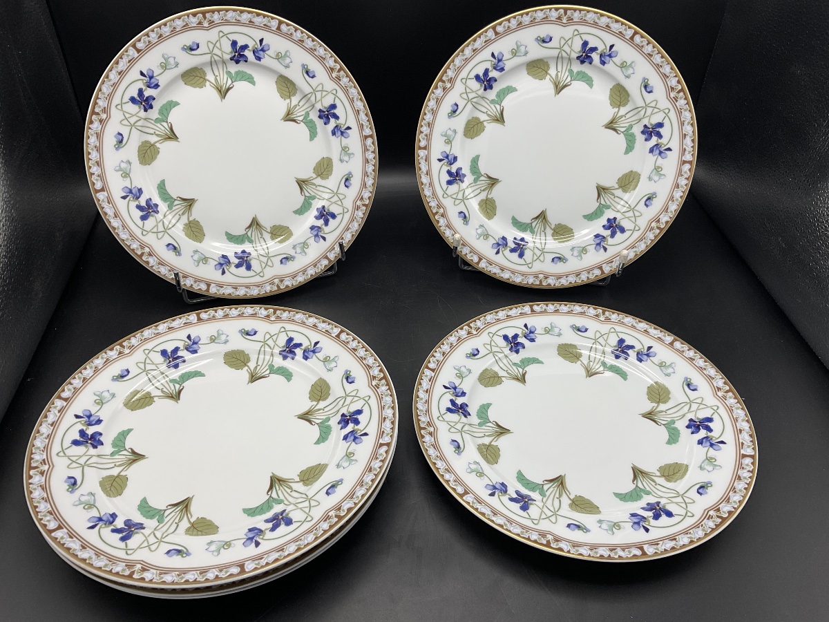 Six Porcelain Dinner Plates, Haviland Factory In Limoges, Decorated With The Eugenie Imperial Design.-photo-2