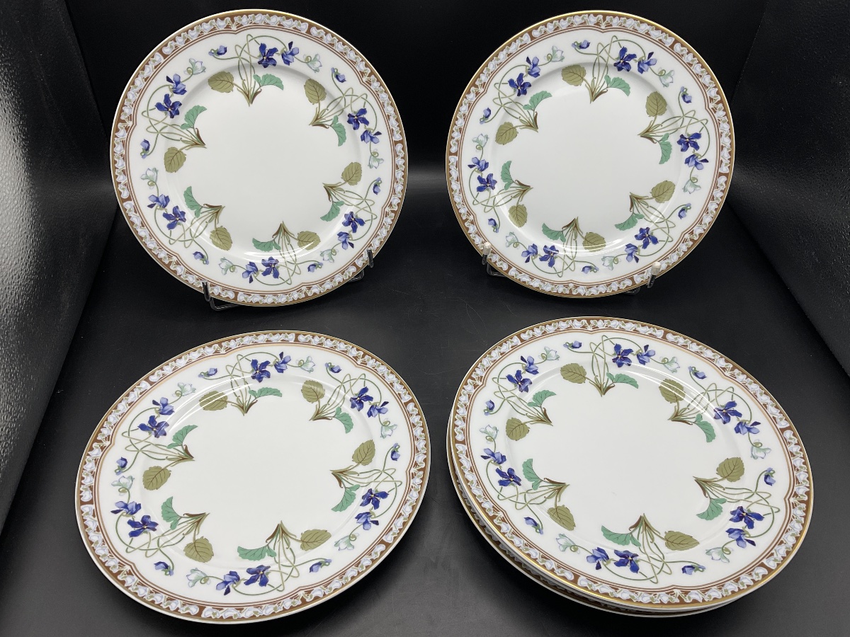 Six Porcelain Dinner Plates, Haviland Factory In Limoges, Decorated With The Eugenie Imperial Design.-photo-3