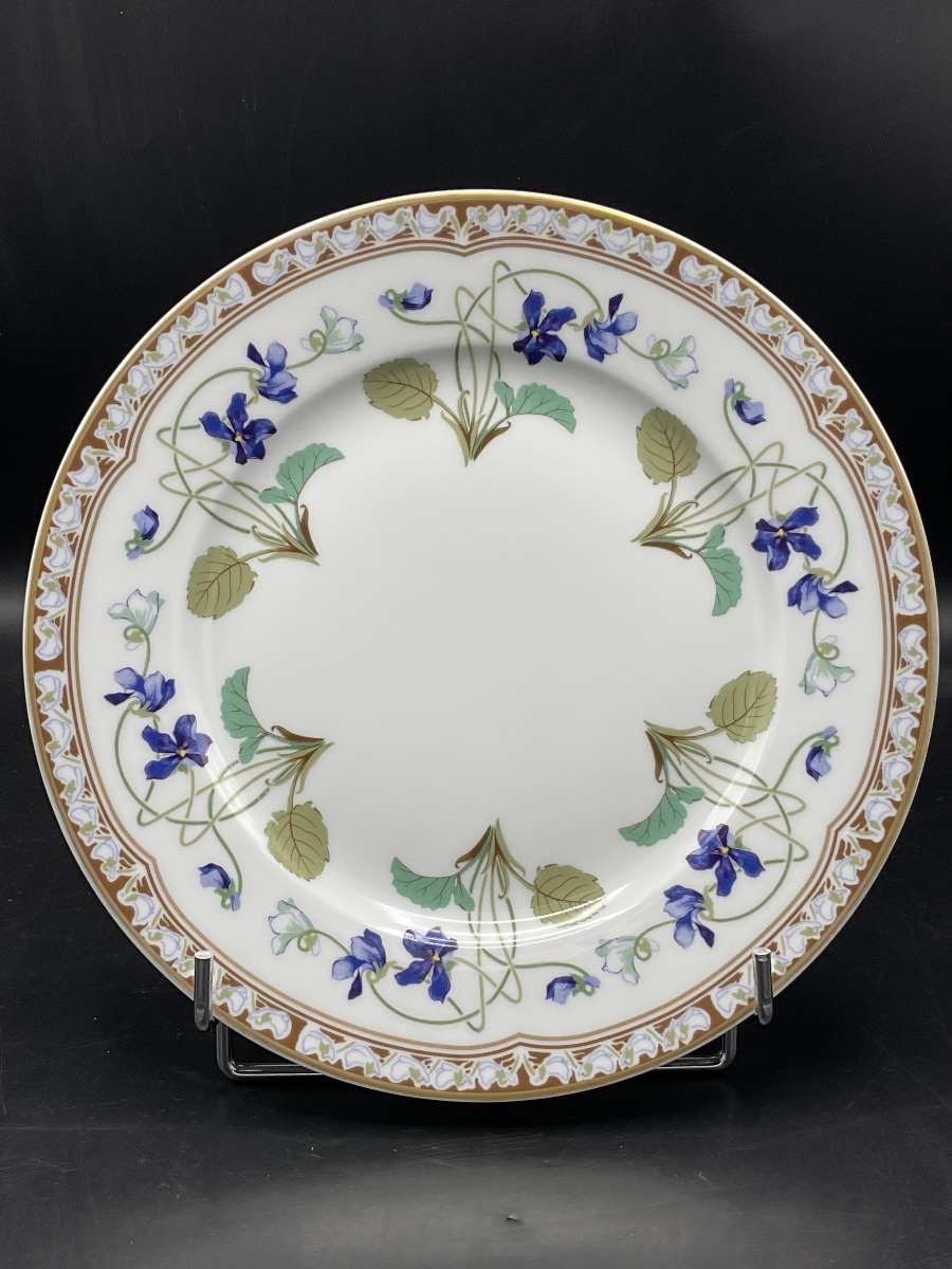 Six Porcelain Dinner Plates, Haviland Factory In Limoges, Decorated With The Eugenie Imperial Design.-photo-4