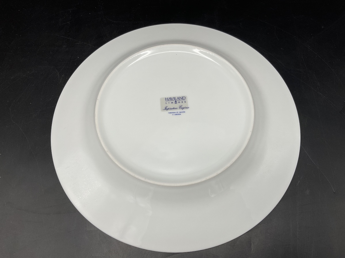 Six Porcelain Dinner Plates, Haviland Factory In Limoges, Decorated With The Eugenie Imperial Design.-photo-3