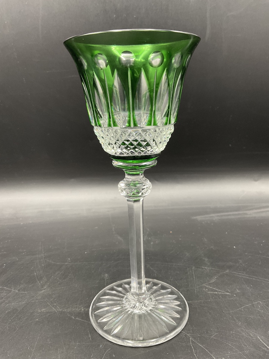 A Roemer Green Cut Crystal White Wine Glass, Tommy Model.