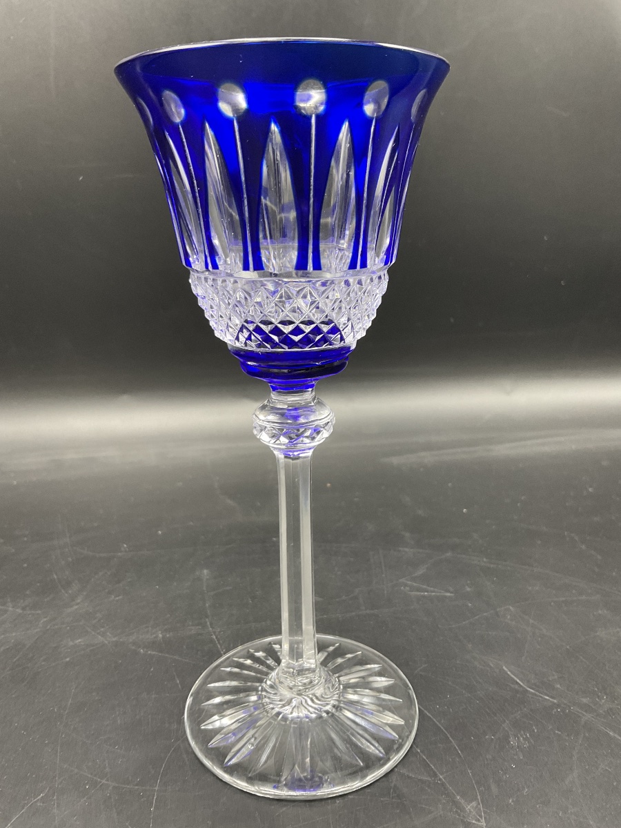 Saint Louis A White Roemer Cut-crystal Wine Glass With Blue Tint, Tommy Model.