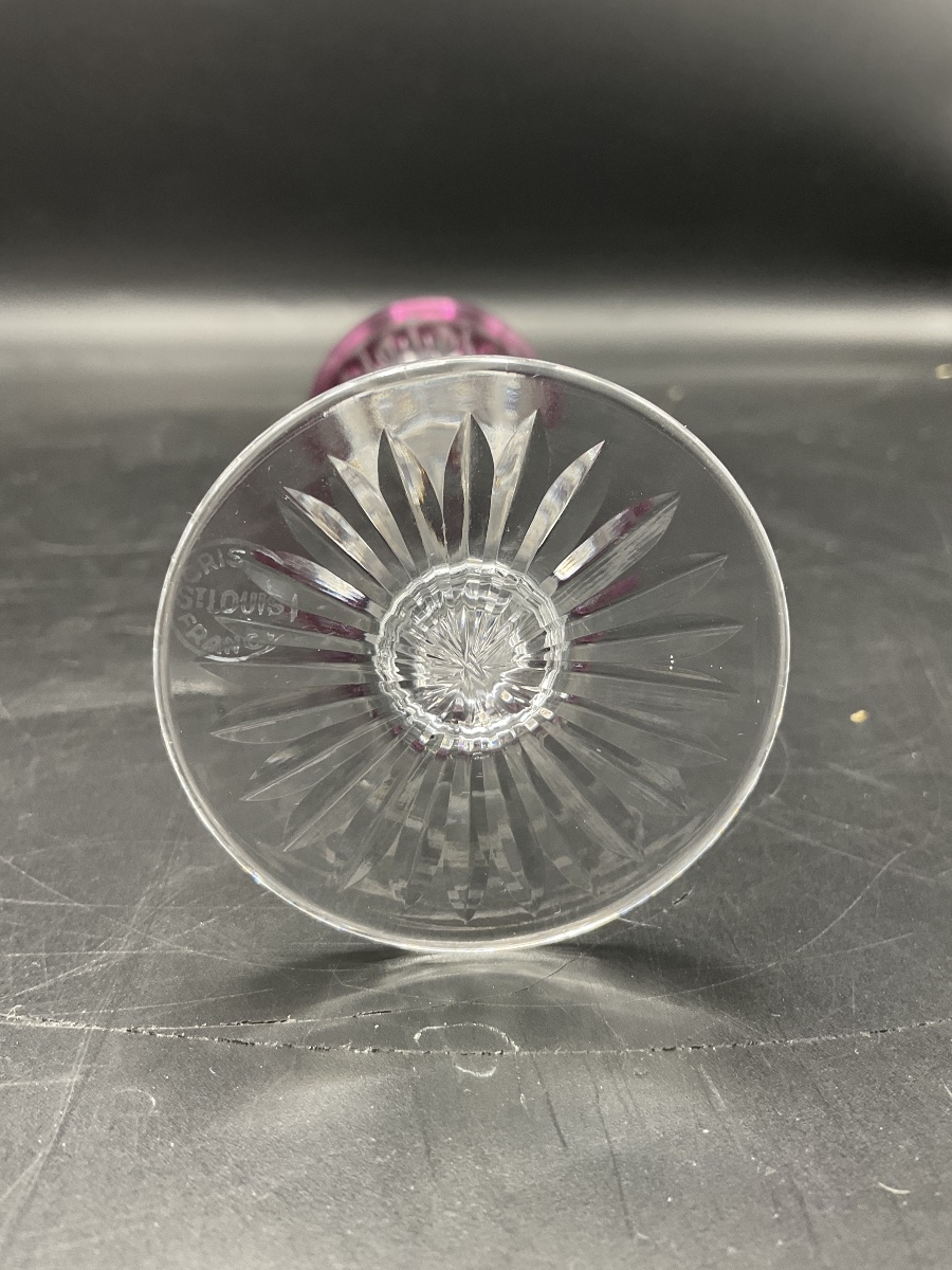 Saint Louis Six Parma-colored Cut-crystal Liqueur Or Port Roemer Glasses, Tommy Model.-photo-7