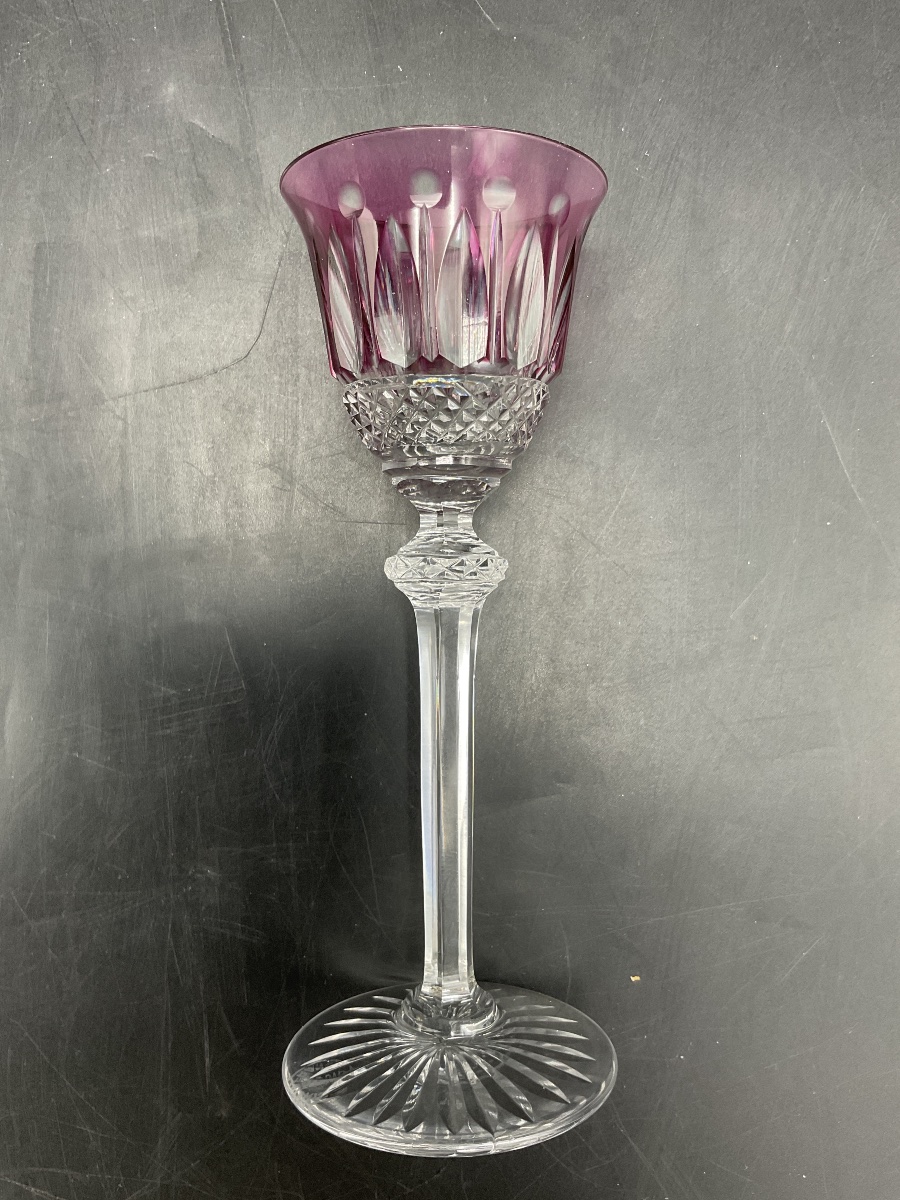 Saint Louis Six Parma-colored Cut-crystal Liqueur Or Port Roemer Glasses, Tommy Model.-photo-8