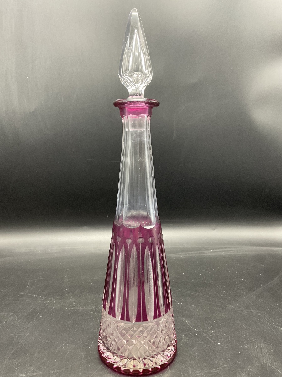 Saint Louis: A Crystal Liqueur Or Port Decanter In Cut Purple, Tommy Model.-photo-2