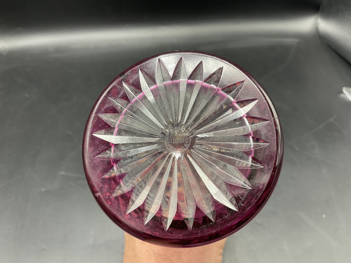Saint Louis: A Crystal Liqueur Or Port Decanter In Cut Purple, Tommy Model.-photo-2