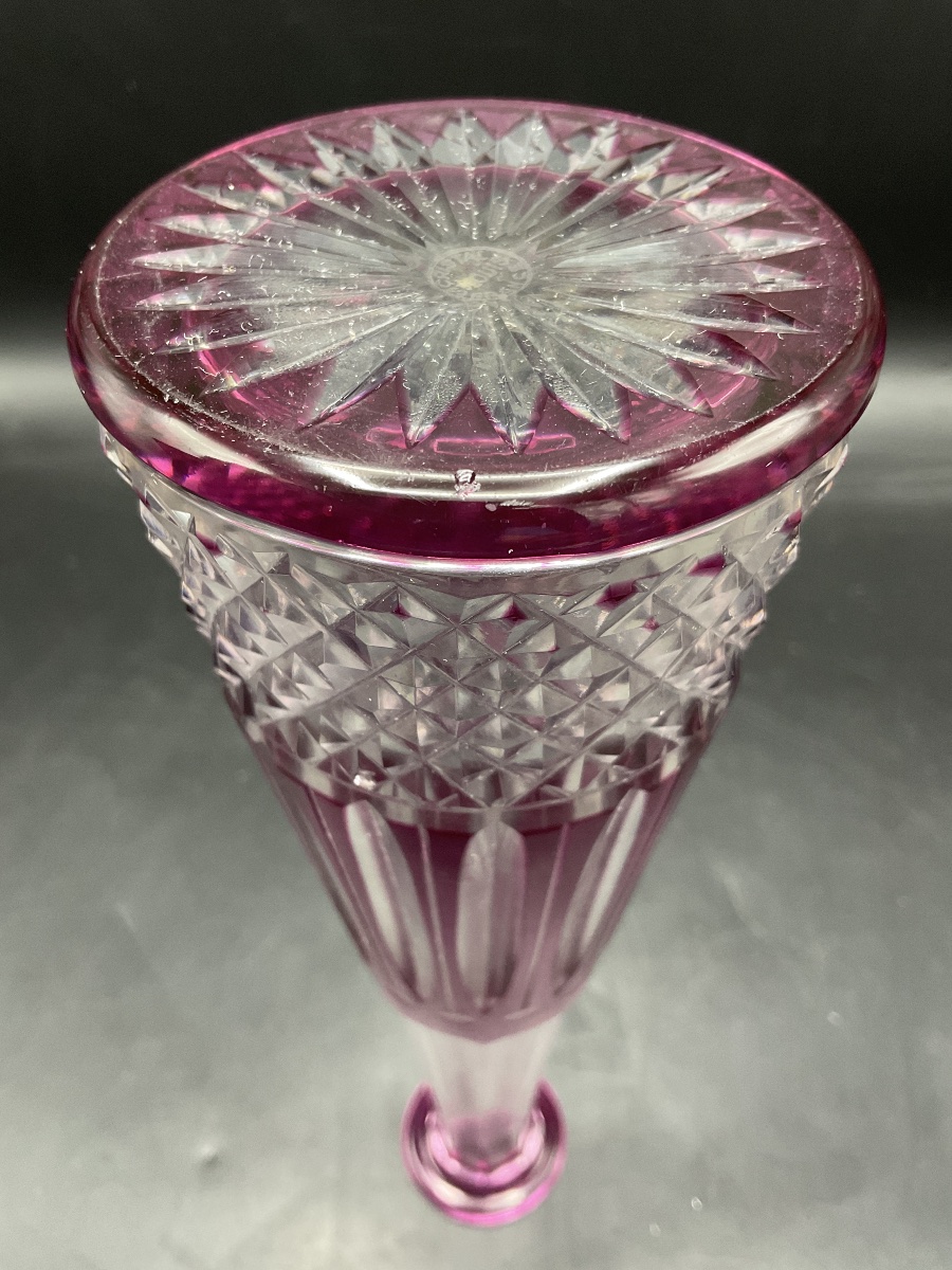 Saint Louis: A Crystal Liqueur Or Port Decanter In Cut Purple, Tommy Model.-photo-3