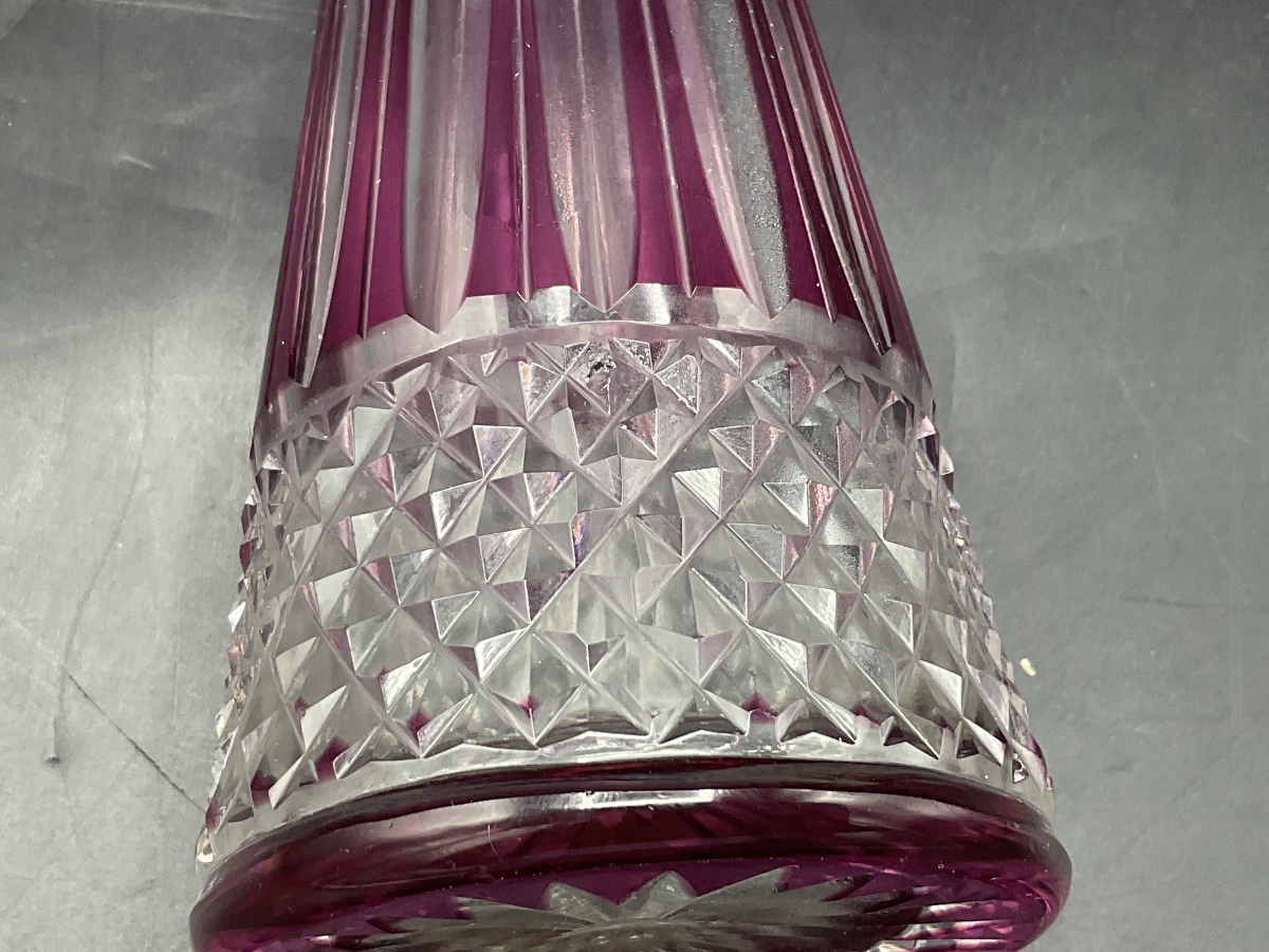 Saint Louis: A Crystal Liqueur Or Port Decanter In Cut Purple, Tommy Model.-photo-6