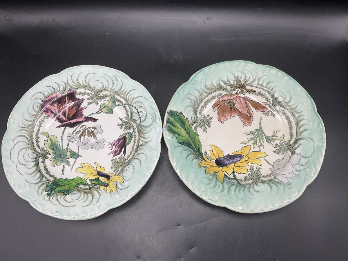 – Two Polychrome Earthenware Plates From The Creil & Montereau Factory, The Sun Model.-photo-4