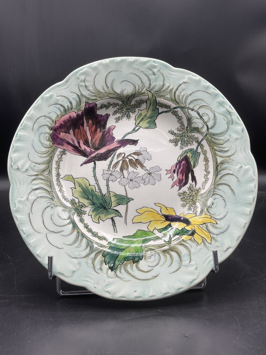– Two Polychrome Earthenware Plates From The Creil & Montereau Factory, The Sun Model.-photo-4