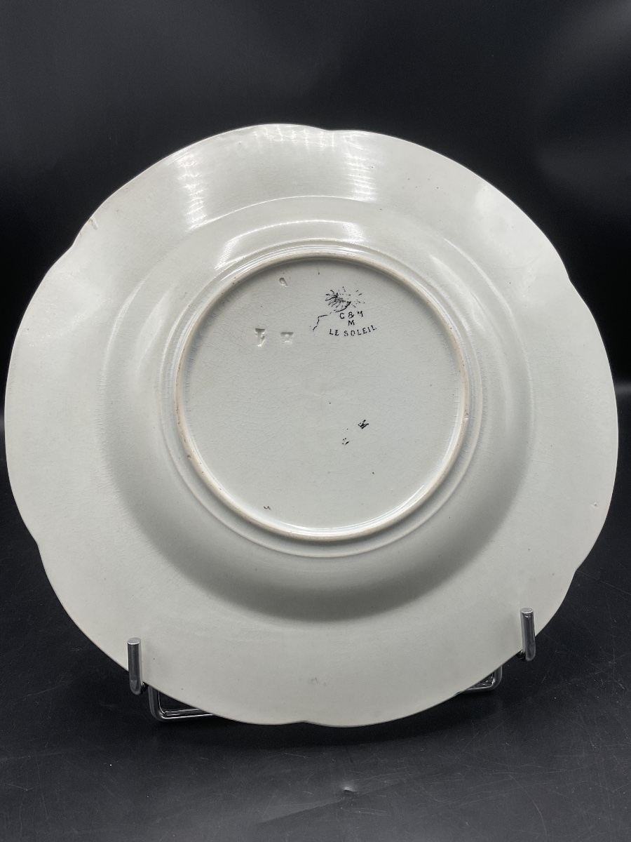 – Two Polychrome Earthenware Plates From The Creil & Montereau Factory, The Sun Model.-photo-5