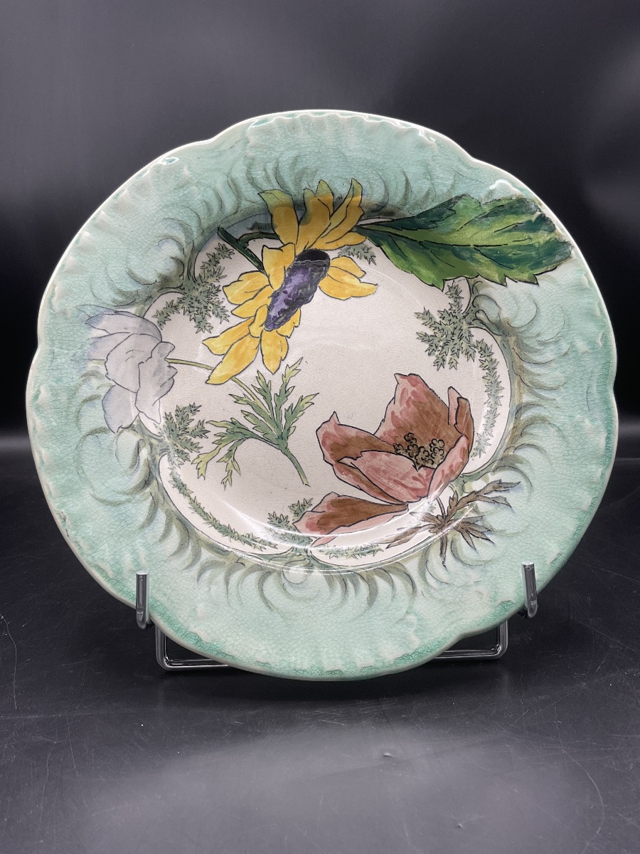 – Two Polychrome Earthenware Plates From The Creil & Montereau Factory, The Sun Model.-photo-6