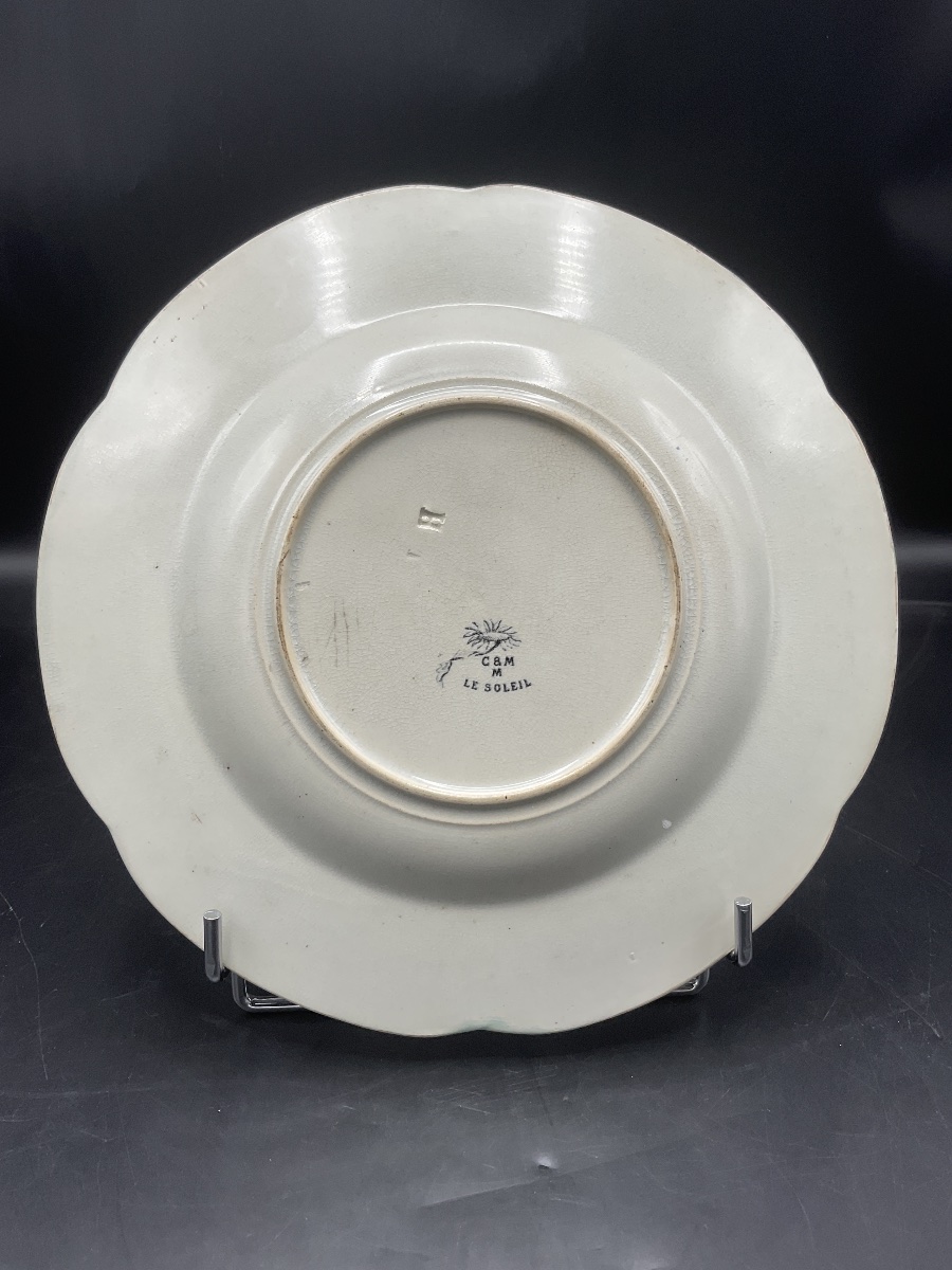 – Two Polychrome Earthenware Plates From The Creil & Montereau Factory, The Sun Model.-photo-7