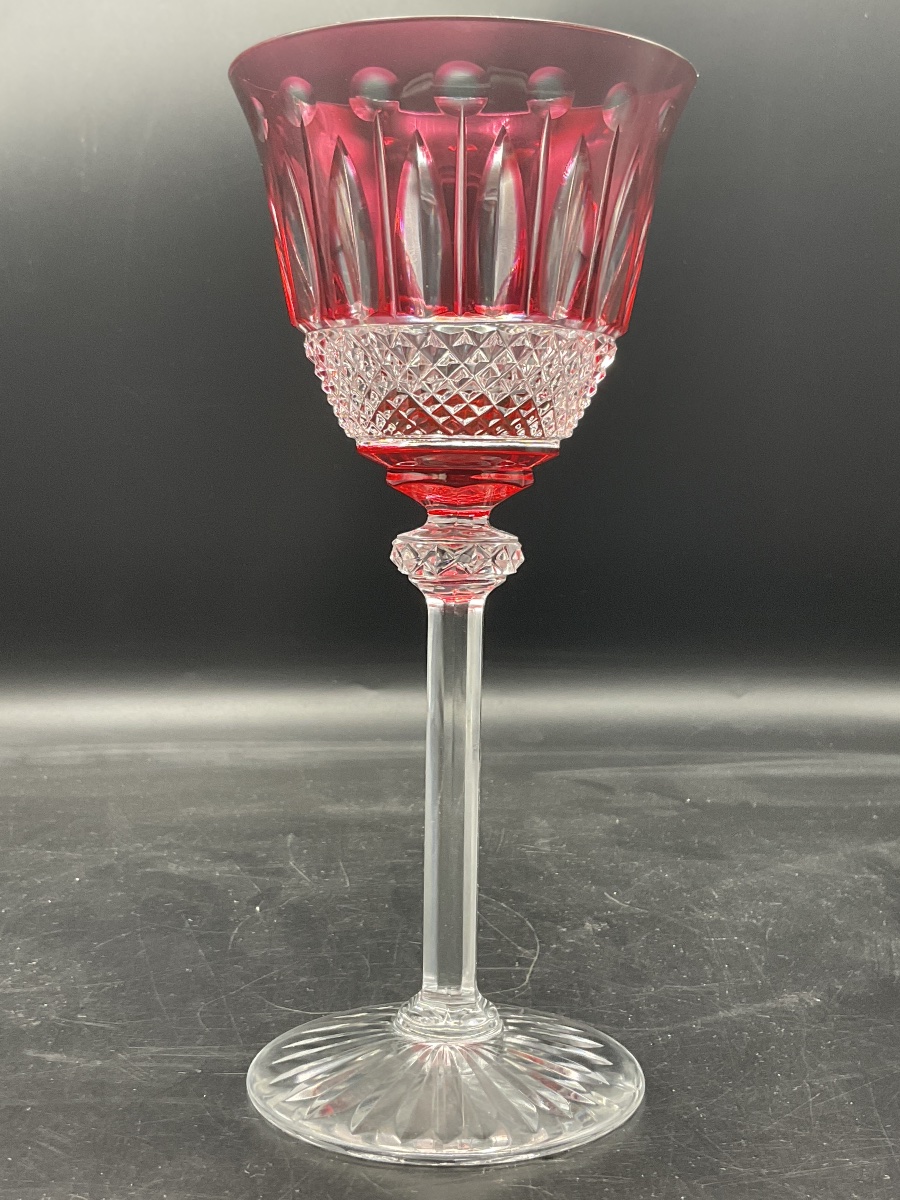 Saint Louis: A Red-tinted, Cut Crystal Roemer Wine Glass, Tommy Model.-photo-7