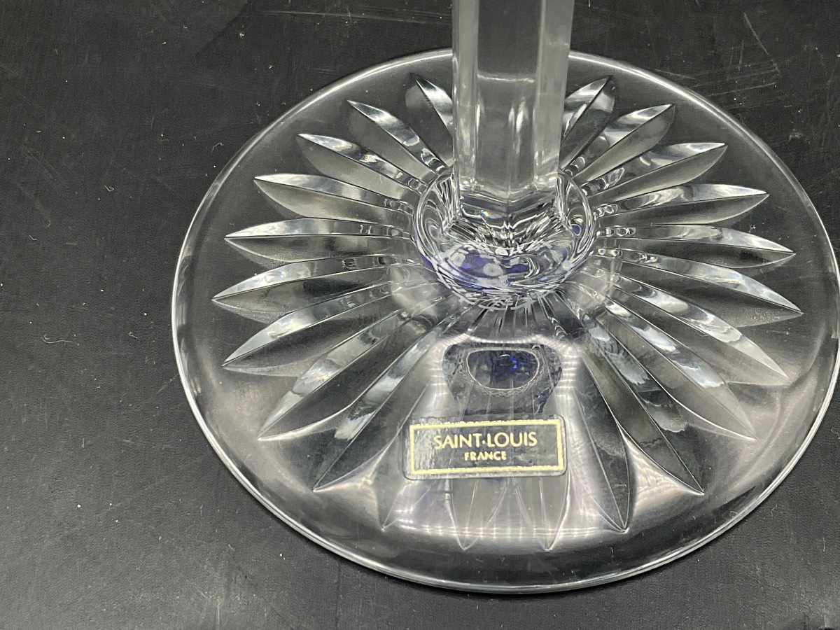 Saint Louis: A Dark Blue, Cut Crystal Roemer Wine Glass, Tommy Model.-photo-4