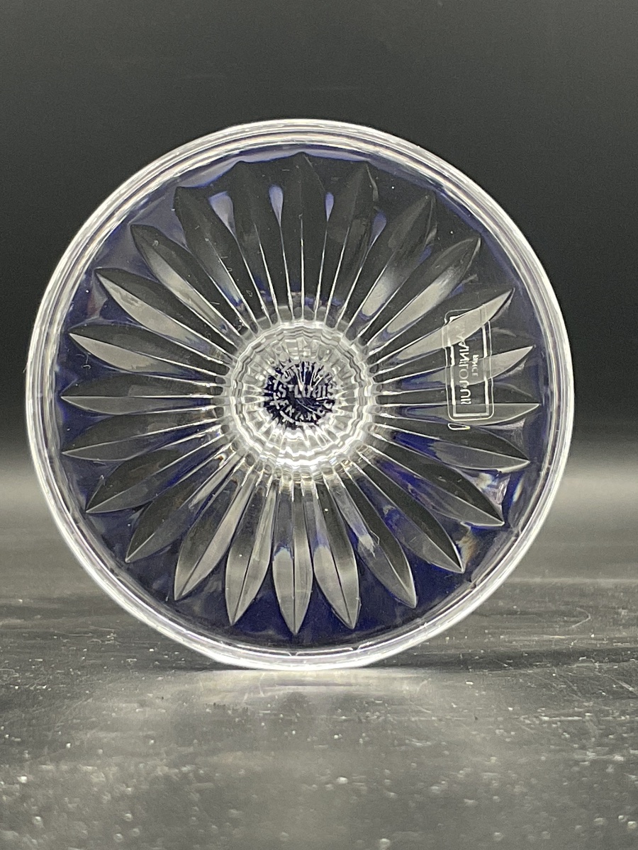 Saint Louis: A Dark Blue, Cut Crystal Roemer Wine Glass, Tommy Model.-photo-7