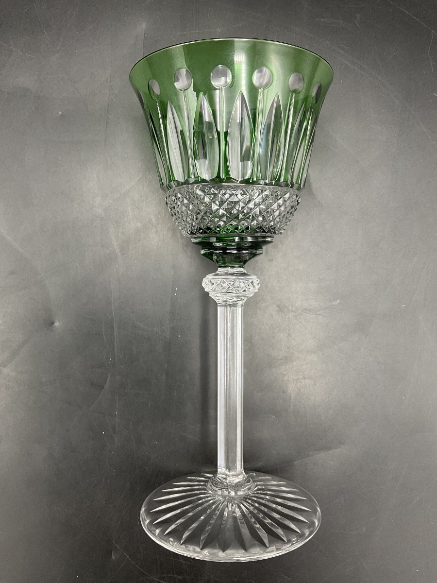 Saint Louis: A Green-tinted, Cut-crystal Roemer Wine Glass, Tommy Model.-photo-4
