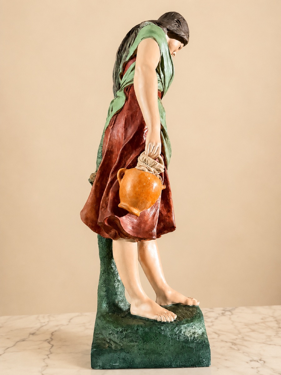 Terre cuite polychrome de Fontaine & Durieux représentant une jeune femme signée L. Vergnano.-photo-2