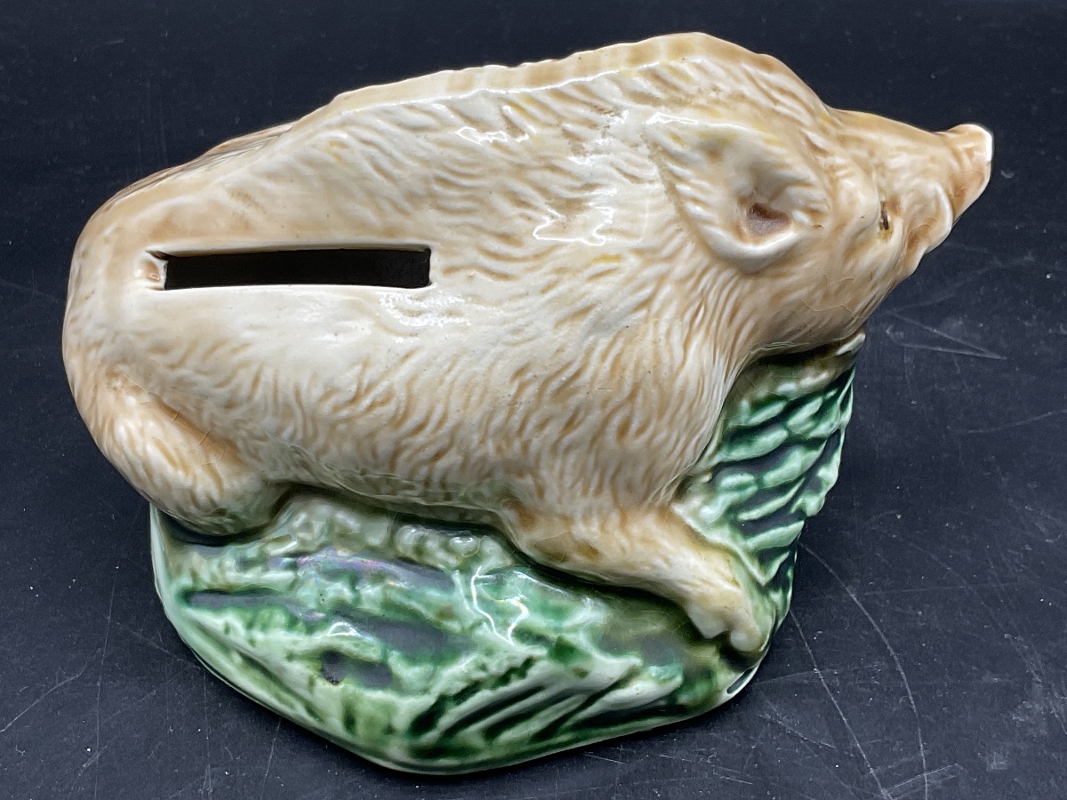 A Polychrome Slip-glazed Piggy Bank From The Onnaing Factory Depicting A Wild Boar.-photo-2