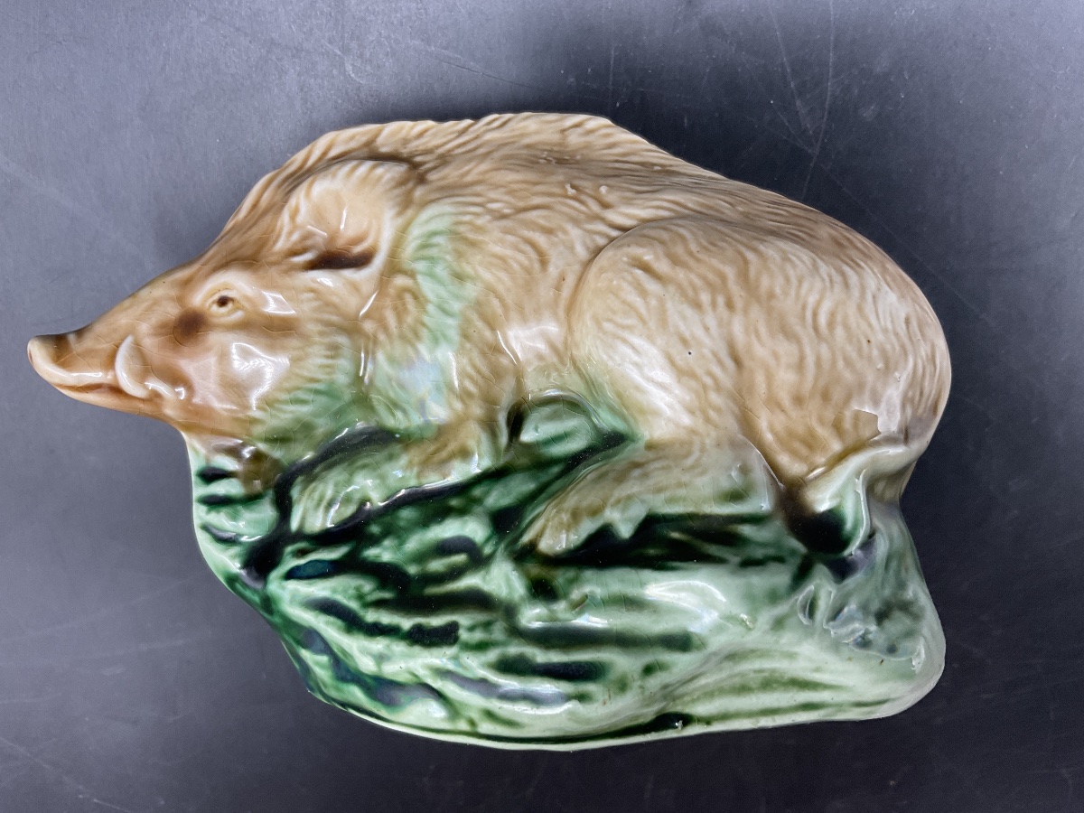 A Polychrome Slip-glazed Piggy Bank From The Onnaing Factory Depicting A Wild Boar.-photo-4