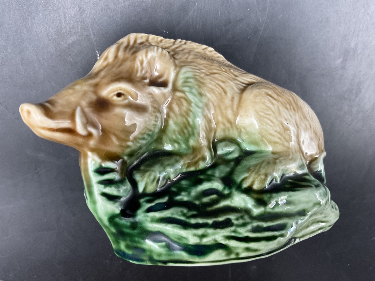 A Polychrome Slip-glazed Piggy Bank From The Onnaing Factory Depicting A Wild Boar.-photo-6