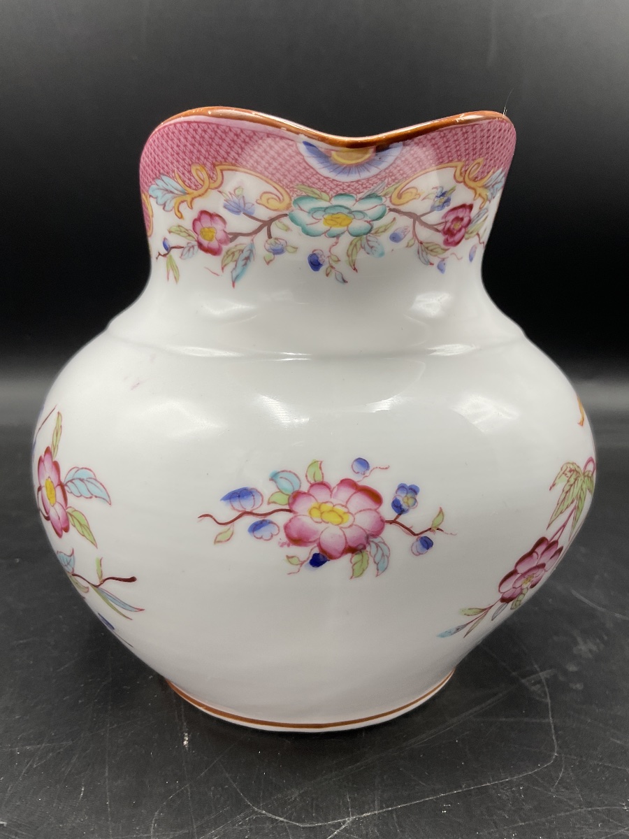 Milk Jug Or Creamer Made Of Polychrome Sarreguemines Porcelain, With A Minton-printed Design.-photo-2