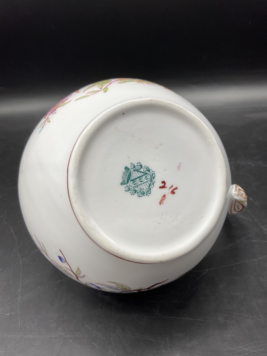 Milk Jug Or Creamer Made Of Polychrome Sarreguemines Porcelain, With A Minton-printed Design.-photo-1