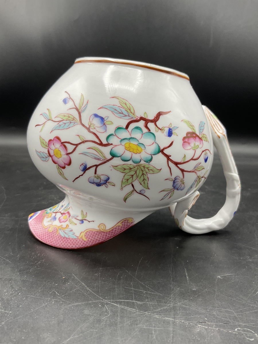 Milk Jug Or Creamer Made Of Polychrome Sarreguemines Porcelain, With A Minton-printed Design.-photo-3
