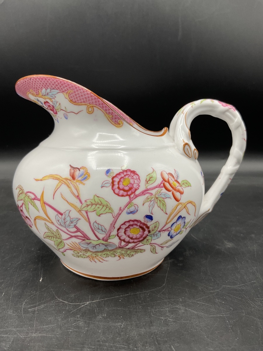 Milk Jug Or Creamer Made Of Polychrome Sarreguemines Porcelain, With A Minton-printed Design.