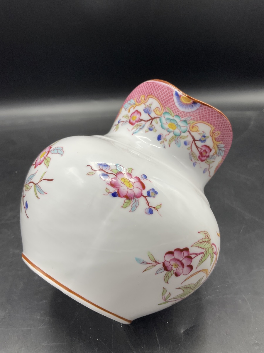 Pot à lait ou crémier en porcelaine polychrome de Sarreguemines, Décor Minton imprimé.-photo-5
