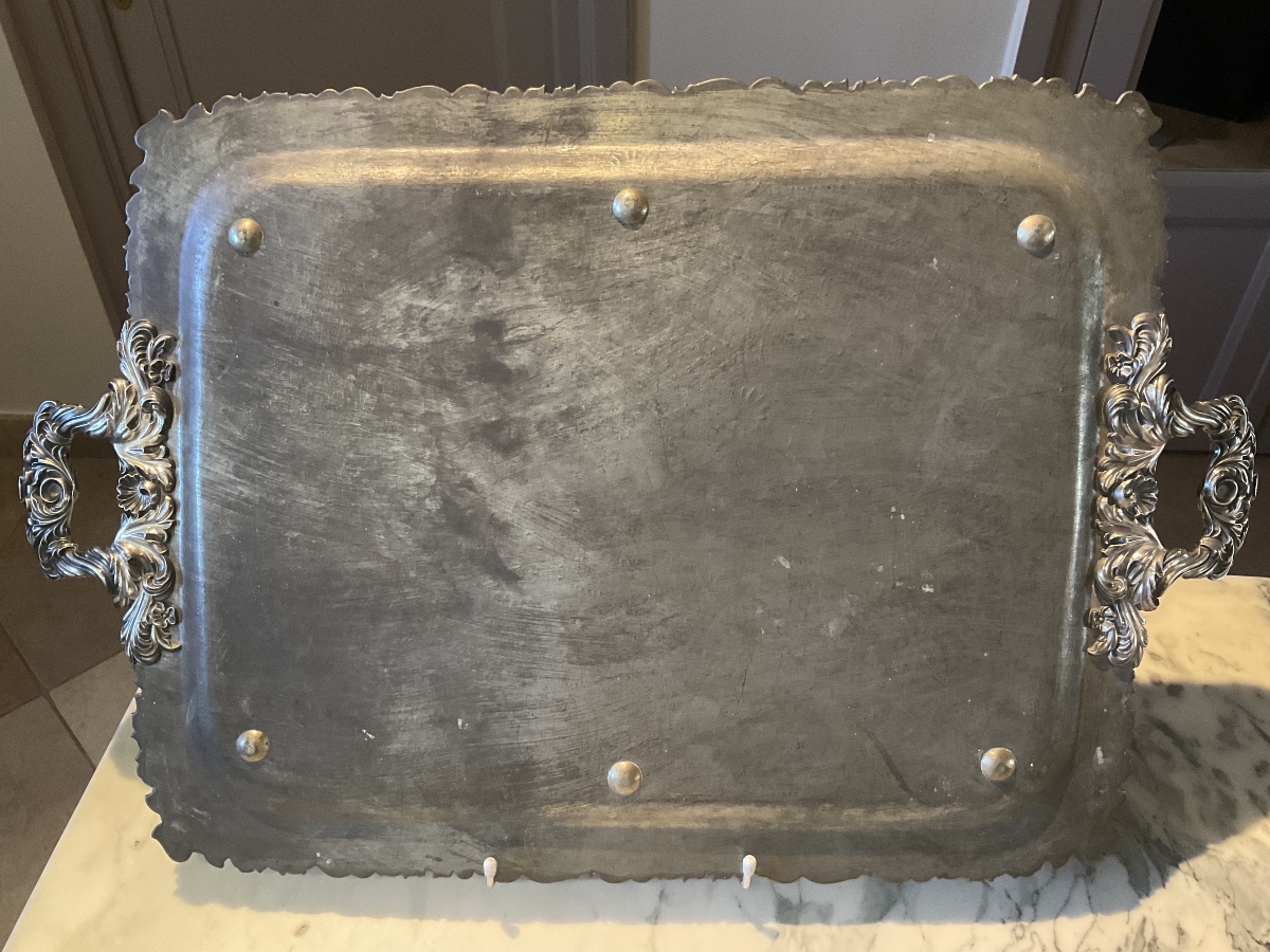 Kindberg Henry Metal Serving Tray Lined With Two Sheets Of Silversmith's Silver: Charles X.-photo-3