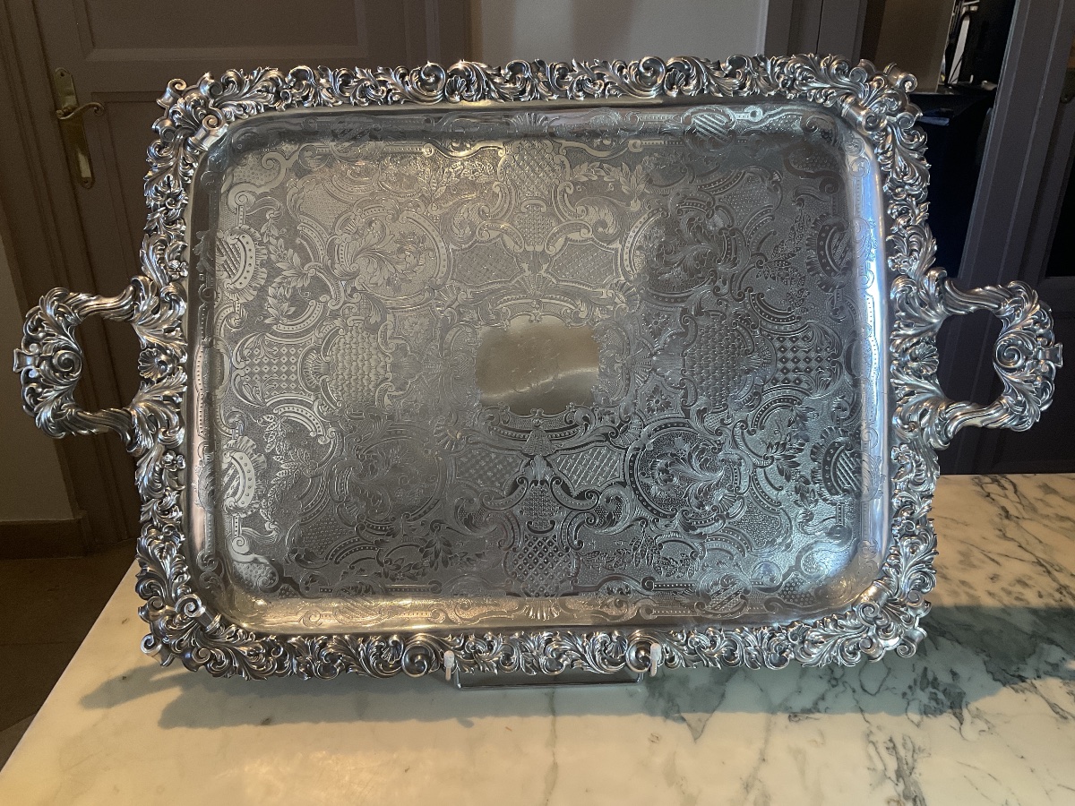 Kindberg Henry Metal Serving Tray Lined With Two Sheets Of Silversmith's Silver: Charles X.-photo-4