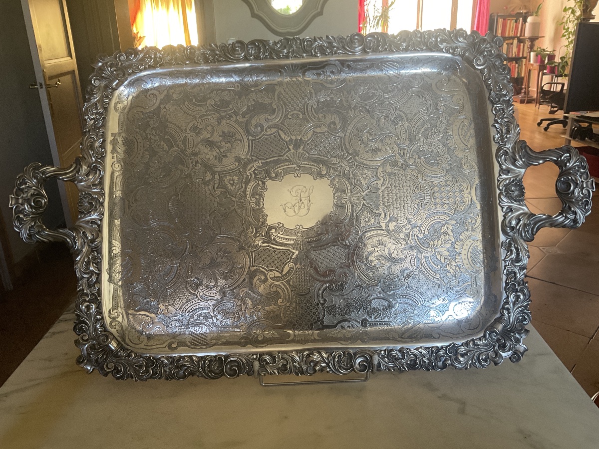 Kindberg Henry Metal Serving Tray Lined With Two Sheets Of Silversmith's Silver: Charles X.-photo-6