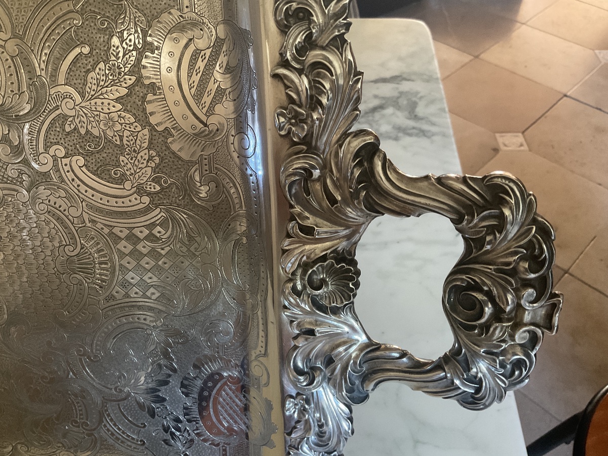 Kindberg Henry Metal Serving Tray Lined With Two Sheets Of Silversmith's Silver: Charles X.-photo-8