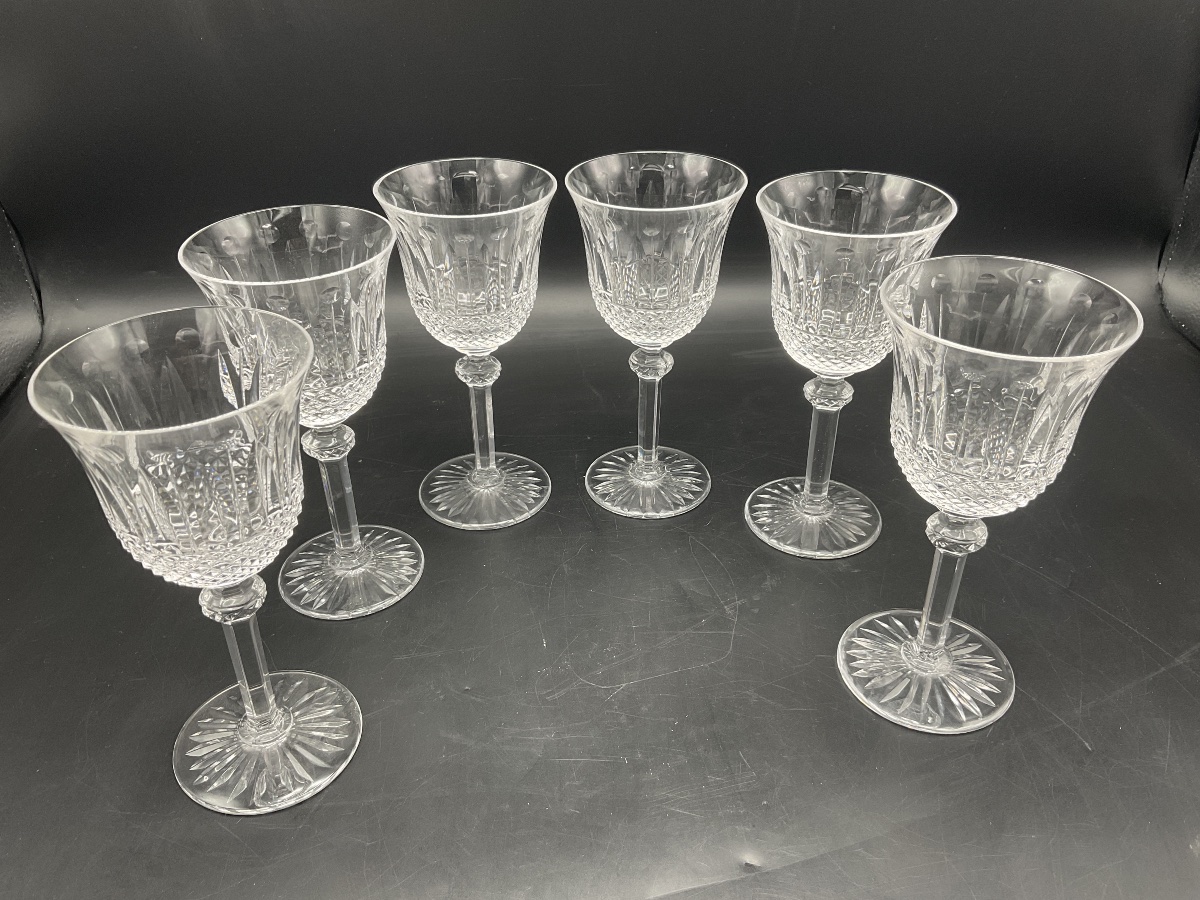 Saint Louis Six Hand-blown Wine Glasses In Clear Cut Crystal, No. 4, Tommy Model.-photo-2