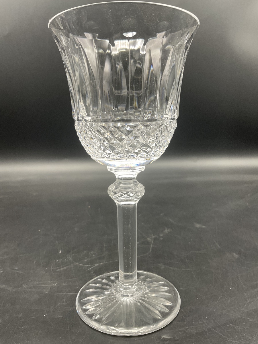 Saint Louis Six Hand-blown Wine Glasses In Clear Cut Crystal, No. 4, Tommy Model.-photo-4
