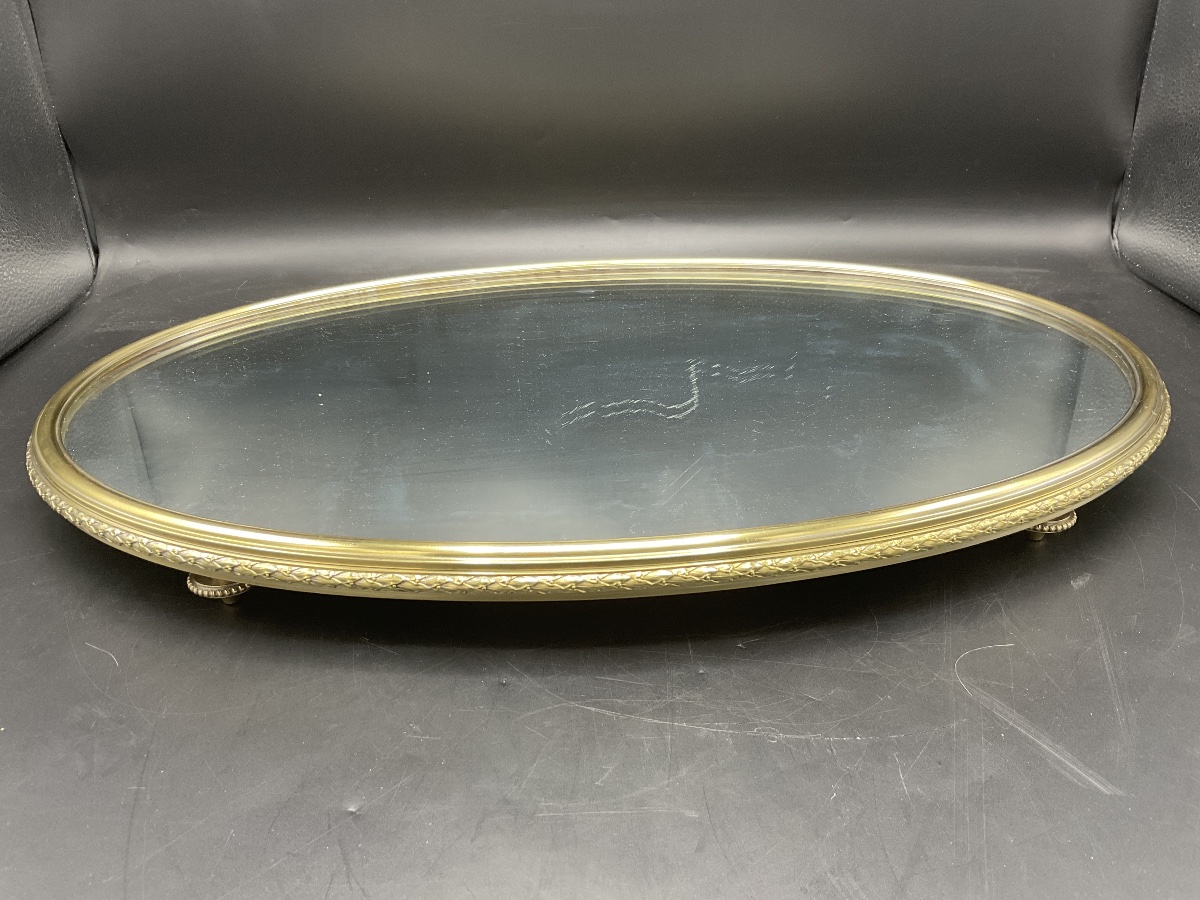Mainly Louis XVI-style Table Or Centerpiece, Oval In Shape With A Mirrored Back.-photo-2