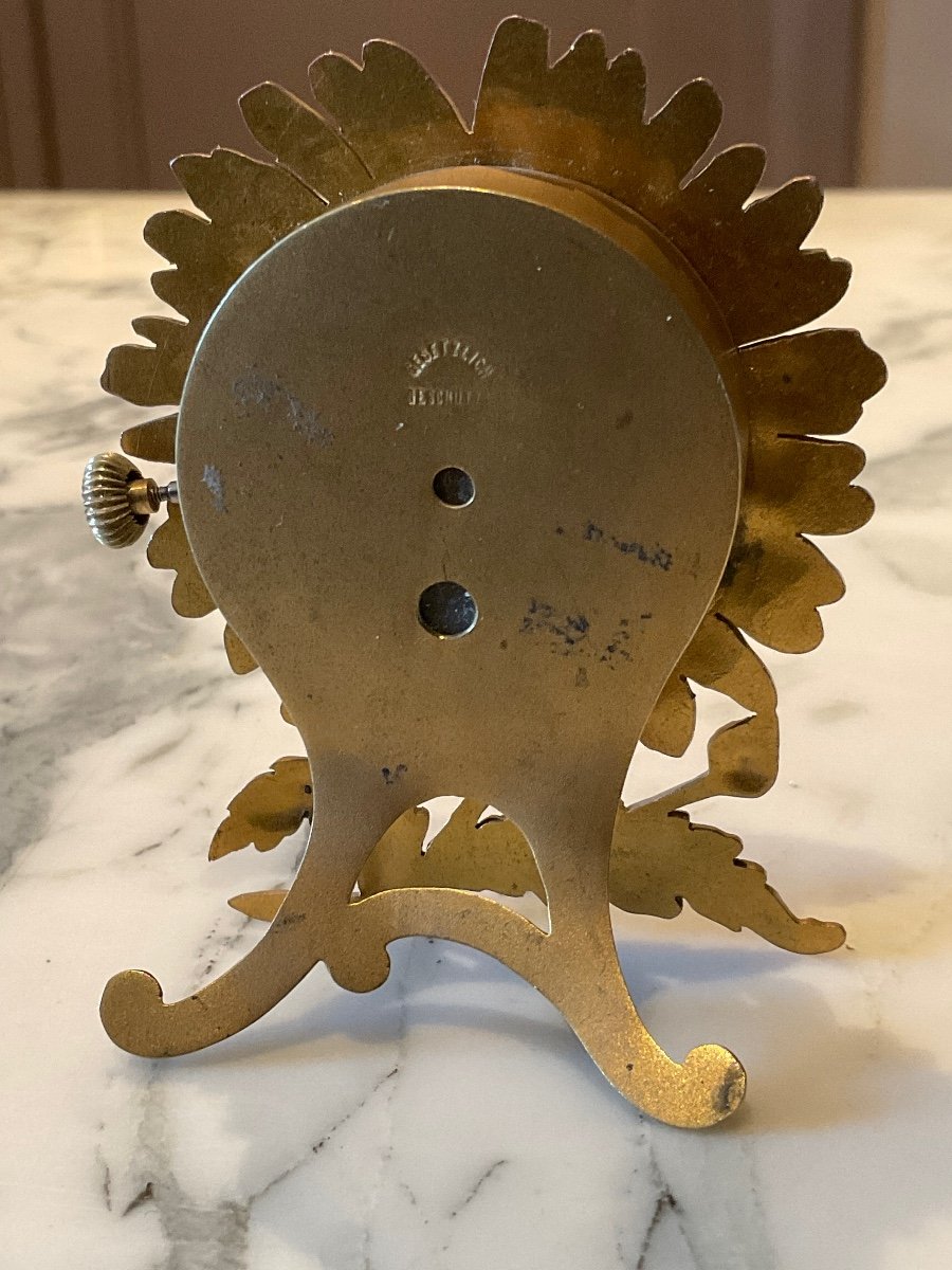 Small Polychrome Enamel And Gilt Bronze Pendulum Representing A Sunflower Flower.-photo-3