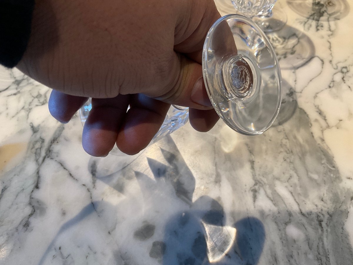 Onze Verres à Vin Blanc En Cristal De Baccarat Modèle Côte-azur.-photo-8